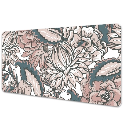 Large desk mat table protector pink flowers