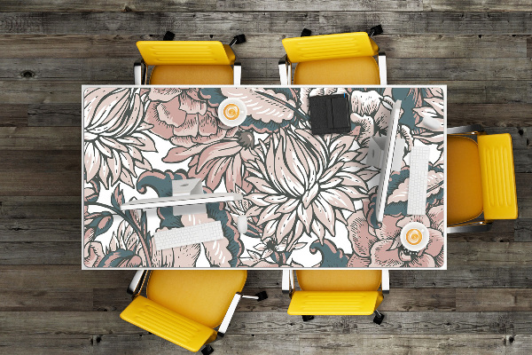 Large desk mat table protector pink flowers