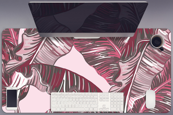 Large desk pad PVC protector pink palm tree