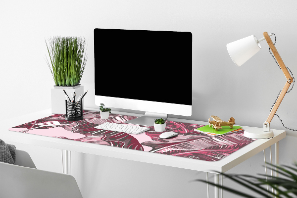 Large desk pad PVC protector pink palm tree