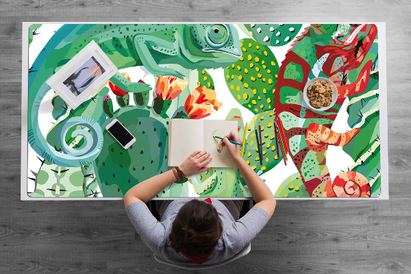 Large desk mat for children chameleons