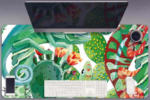 Large desk mat for children chameleons