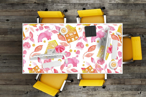 Large desk mat for children hippos