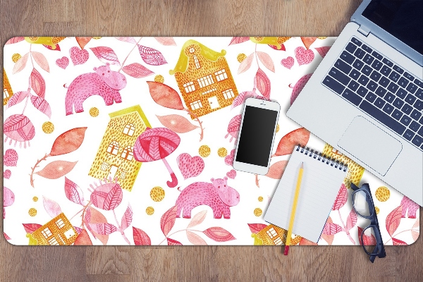 Large desk mat for children hippos