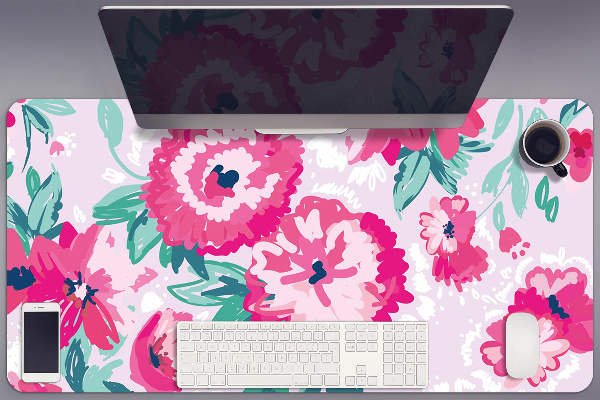 Large desk mat for children flowers