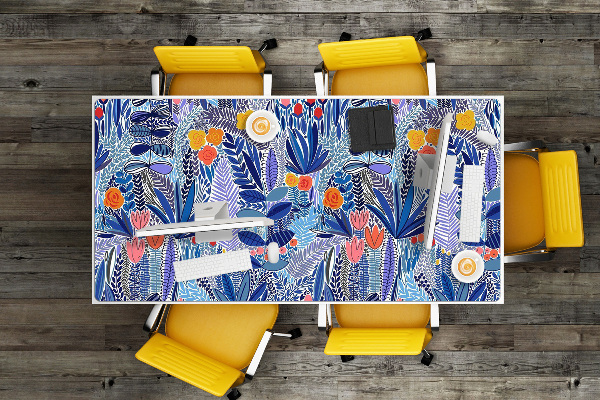 Large desk mat table protector Wild flowers