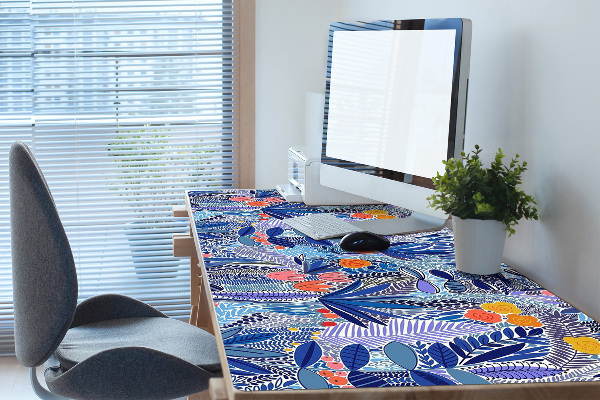 Large desk mat table protector Wild flowers