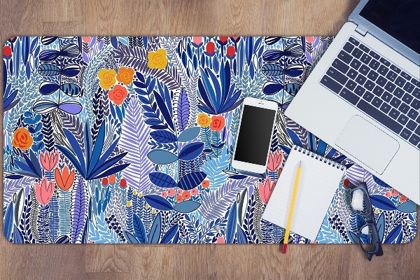 Large desk mat table protector Wild flowers