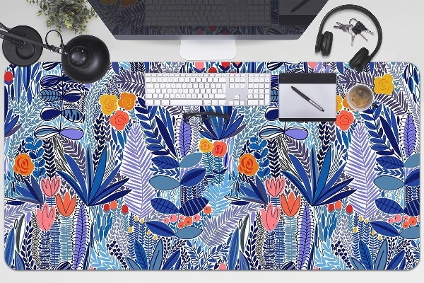 Large desk mat table protector Wild flowers