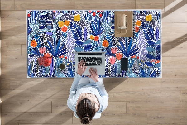Large desk mat table protector Wild flowers