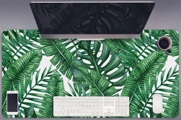 Large desk mat table protector monstera leaf