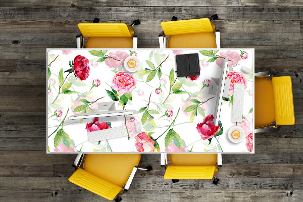 Desk pad red flowers