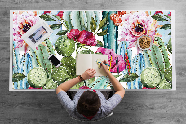 Full desk mat cactus flowers
