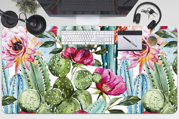 Full desk mat cactus flowers