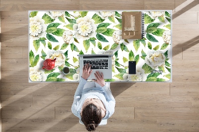 Large desk mat for children Peonies