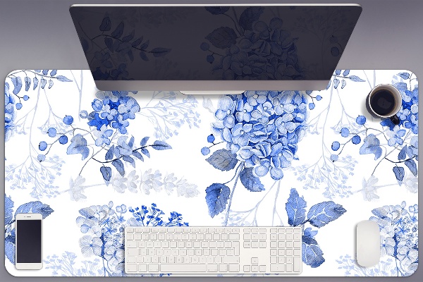 Desk mat blue hydrangea