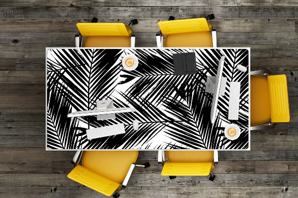 Desk mat Black palm leaves