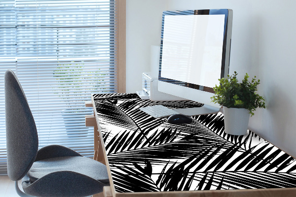 Desk mat Black palm leaves