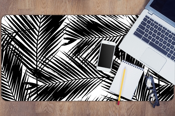 Desk mat Black palm leaves