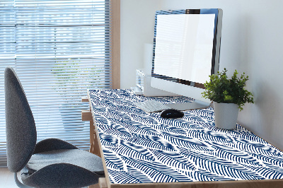 Full desk pad blue leaves