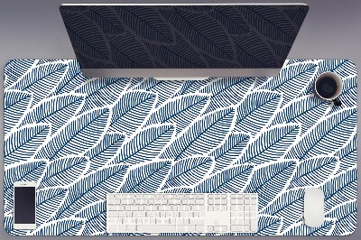 Full desk pad blue leaves