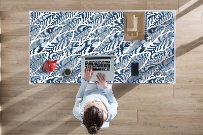 Full desk pad blue leaves