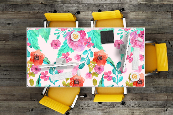 Large desk pad PVC protector Beautiful flora