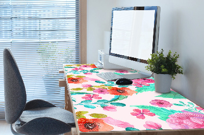 Large desk pad PVC protector Beautiful flora