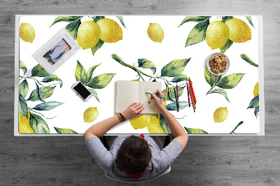 Large desk mat table protector yellow lemon