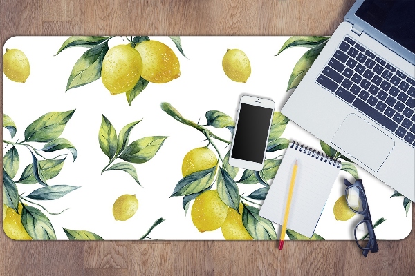 Large desk mat table protector yellow lemon