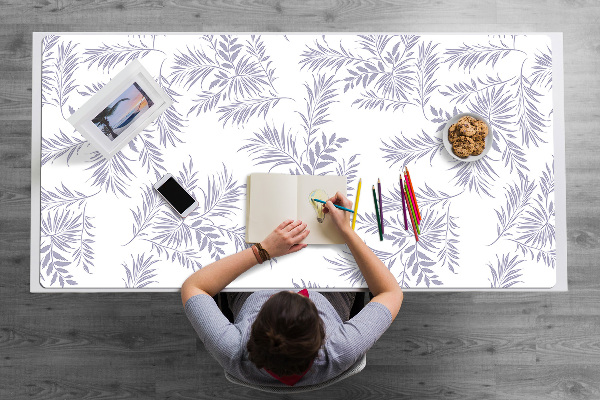 Large desk pad PVC protector gray leaves