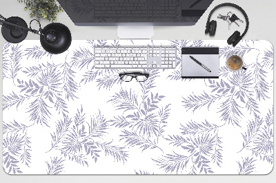 Large desk pad PVC protector gray leaves