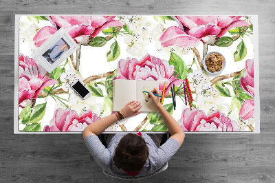 Full desk mat pink peonies