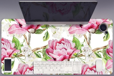 Full desk mat pink peonies