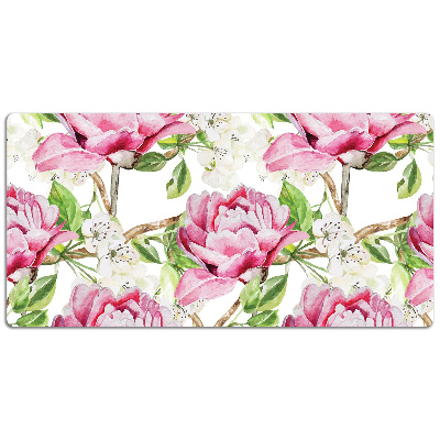 Full desk mat pink peonies