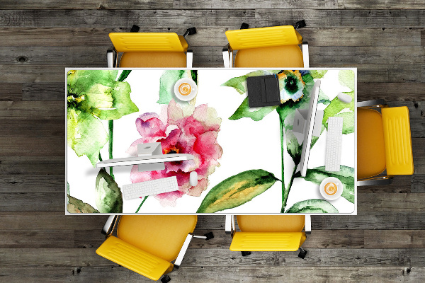 Large desk mat table protector spring flowers