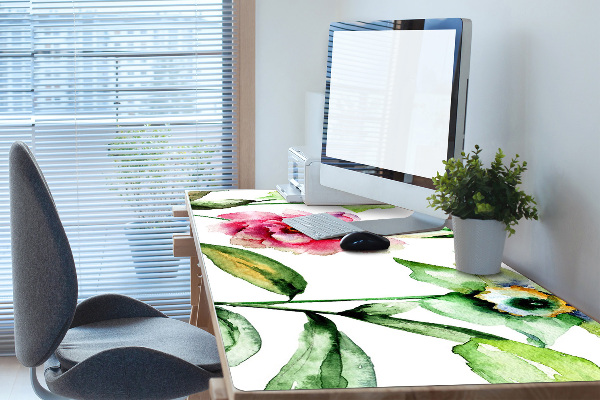 Large desk mat table protector spring flowers