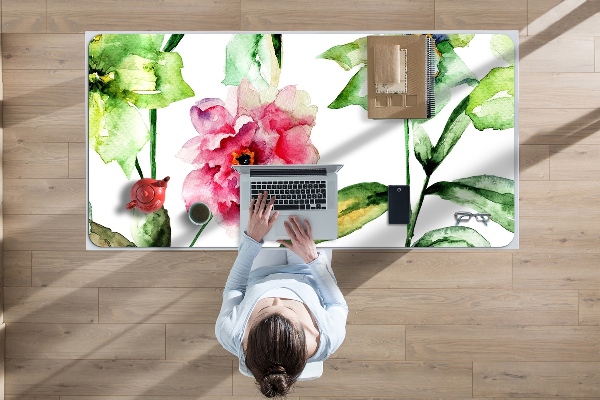 Large desk mat table protector spring flowers