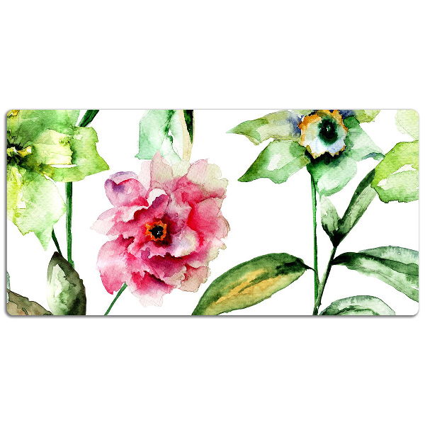 Large desk mat table protector spring flowers