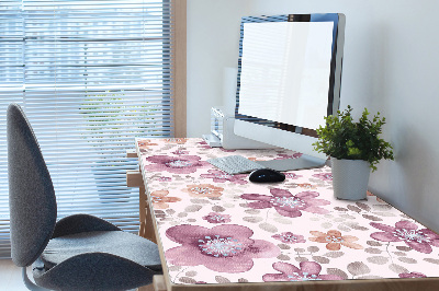 Large desk mat table protector pink flowers