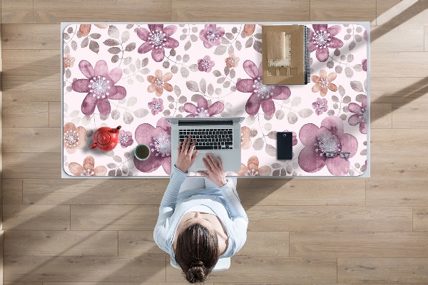 Large desk mat table protector pink flowers