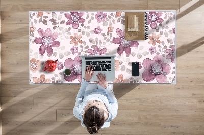 Large desk mat table protector pink flowers