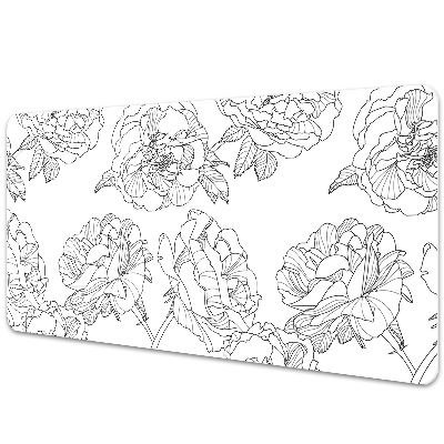 Large desk mat table protector drawn roses