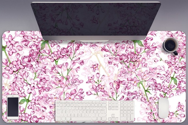 Large desk mat for children lilac flowers