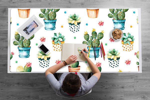 Desk pad painted cactus