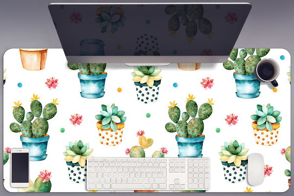 Desk pad painted cactus