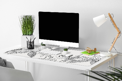 Large desk mat table protector flowers Doodle