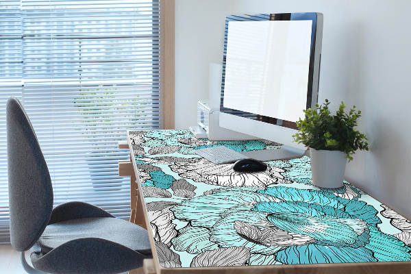 Large desk mat table protector flowers Doodle