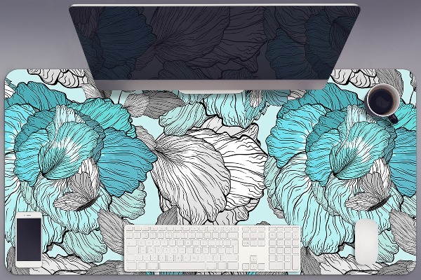 Large desk mat table protector flowers Doodle