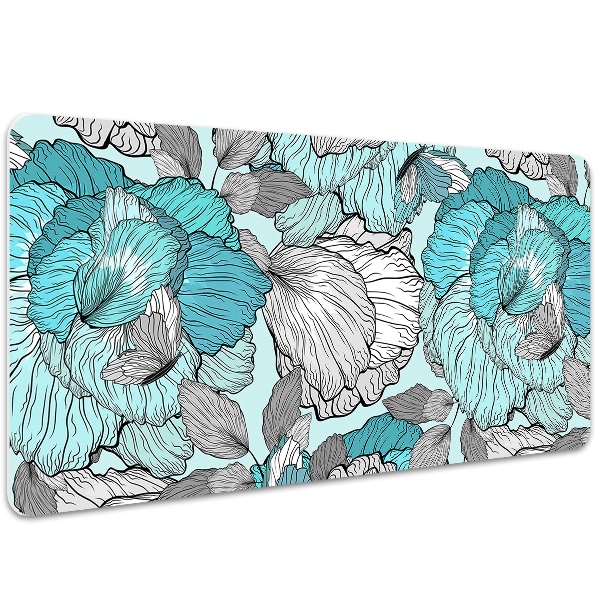 Large desk mat table protector flowers Doodle